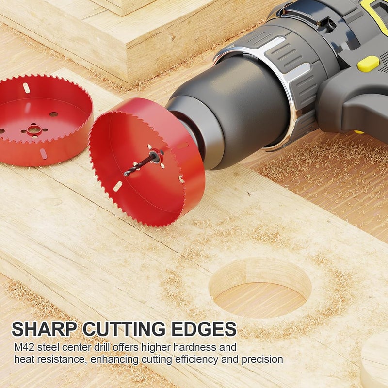 FIVELAKE 5-1/8" (130mm) Bi-Metal M42 High Speed Steel Hole Saw with Pilot Drill Bit, Smooth Cutting Edge for PVC, Drywall, Wood, Plastic, Gypsum Board, Rubber, Thin Metal - Image 3